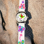 ZEGAREK DZIECIĘCY DZIEWCZYNKI BIAŁY MOTYLKI EDU