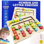 DREWNIANA GRA MONTESORRI MEMORY PAMIĘĆ UKŁADANKA LICZBY I LITERY KULKI