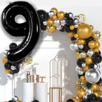BALON FOLIOWY CYFRA 9 CZARNY NA URODZINY IMPREZĘ URODZINOWĄ 80 cm