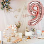 BALON FOLIOWY CYFRA 9 RÓŻOWE ZŁOTO NA URODZINY IMPREZĘ JUBILEUSZ 100cm