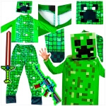 MINECRAFT Strój dla chłopca CREEPER / kostium na bal rozmiar M 120-130 cm + miecz + karabin