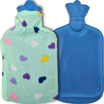 TERMOFOR GUMOWY W PLUSZOWYM POKROWCU ROZGRZEWACZ CIEPŁY MIŁY 2 LITRY WODY