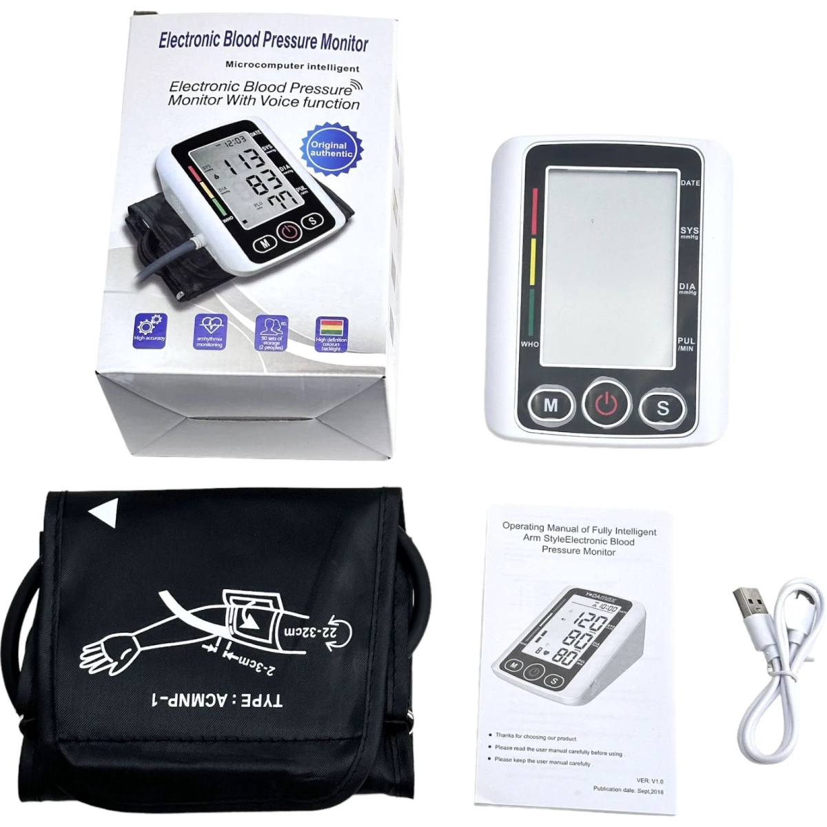 CIŚNIENIOMIERZ NARAMIENNY ELEKTRONICZNY DUŻY WYŚWIETLACZ LED 22-32CM ZAPIS 