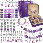 Zestaw do Robienia Bransoletek Koraliki Biżuterii Prezent Zawieszki Kuferek - FIOLETOWY