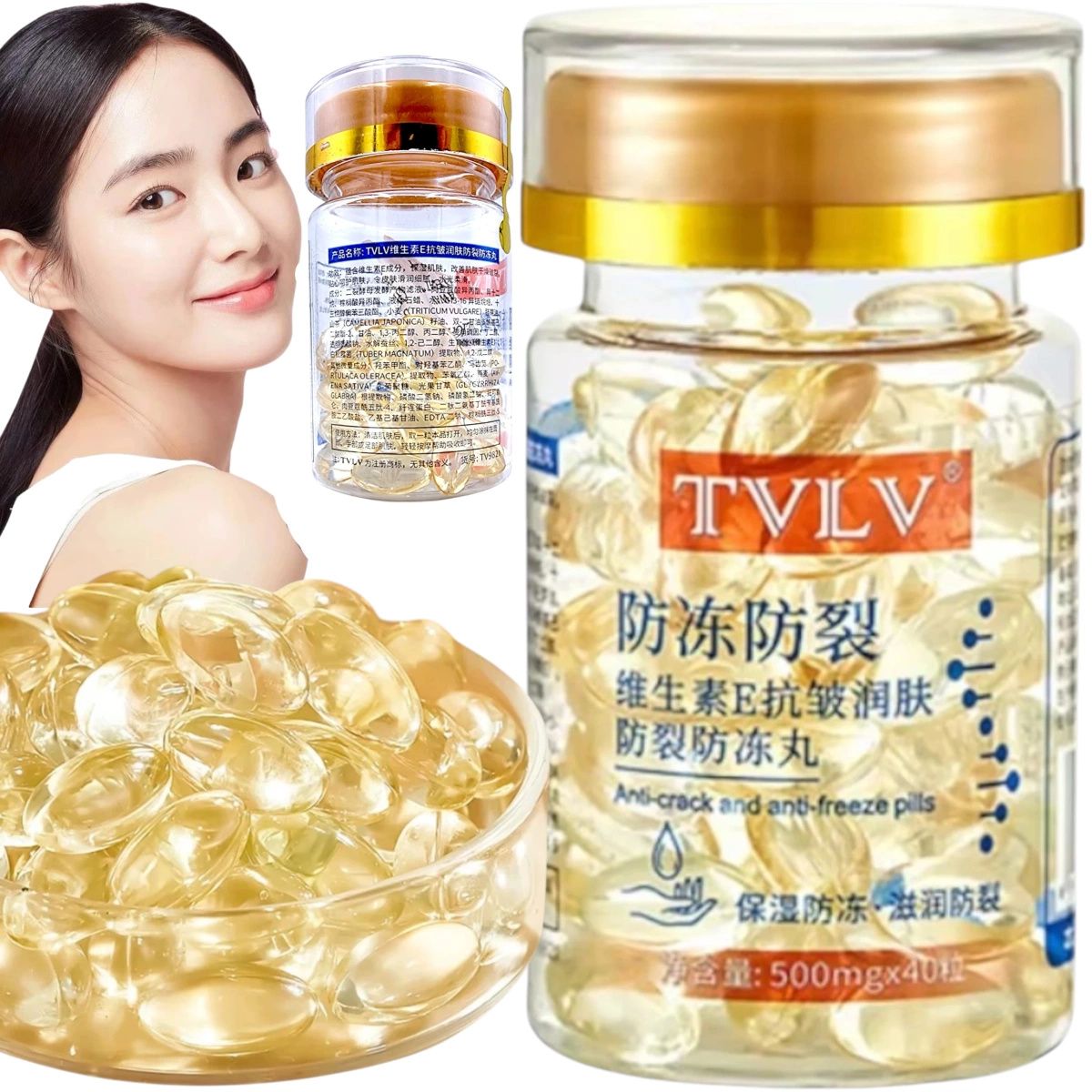 TVLV WITAMINOWE SERUM NAWILŻAJĄCE PRZECIWZMARSZCZKOWE W KAPSUŁKACH 40szt. 