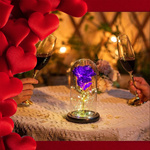 WIECZNA RÓŻA W SZKLE ŚWIECĄCA ŚWIECI LED FLOWERBOX BUKIET KWIATY NA PREZENT