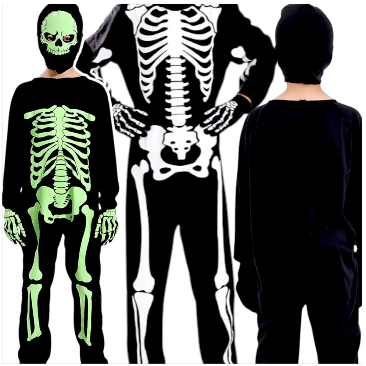 STRÓJ NA HALLOWEEN - KOŚCIOTRUP FLUORESCENCYJNY (ŚWIECI W CIEMNOŚCI) rozmiar XL