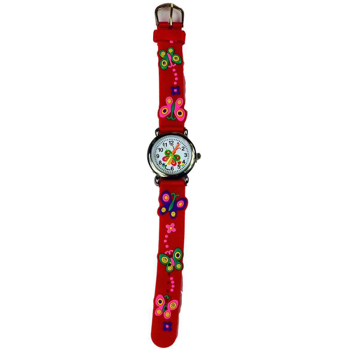 KLASYCZNY ZEGAREK DZIECIĘCY MOTYLI CZERWONY EDUKACYJNY NA PREZENT