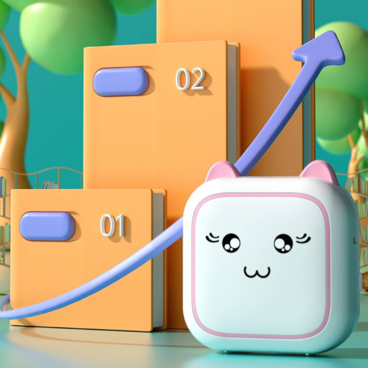 MINI DRUKARKA TERMICZNA KOTEK PRZENOŚNA PREZENT DLA DZIECI KOT DRUKUŚ ROLKA