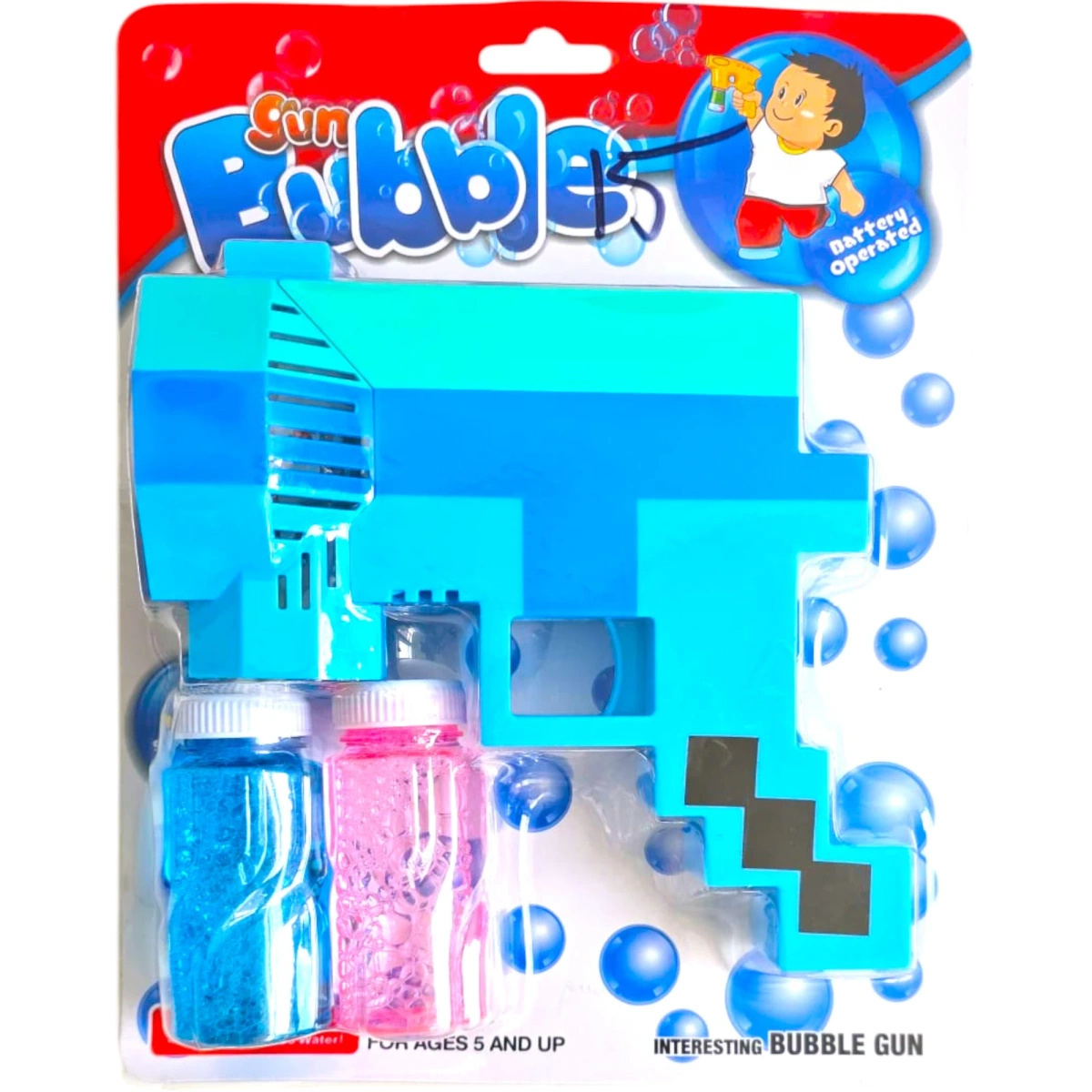 MINECRAFT PISTOLET DO BANIEK MYDLANYCH BAŃKI MYDLANE WYRZUTNIA + PŁYN PIXEL