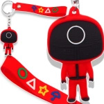 BRELOCZEK DO KLUCZY Z FILMU SQUID GAME STRAŻNIK KOŁO WISIOREK GUMOWY 