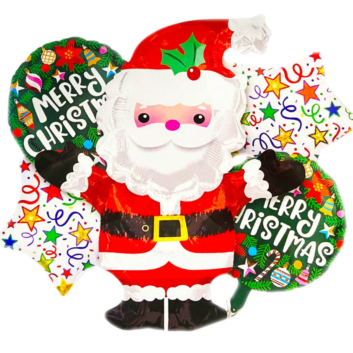 DUŻE BALONY ŚWIĄTECZNE 5szt. MIKOŁAJKI GWIAZDKA BOŻE NARODZENIE DEKORACJA