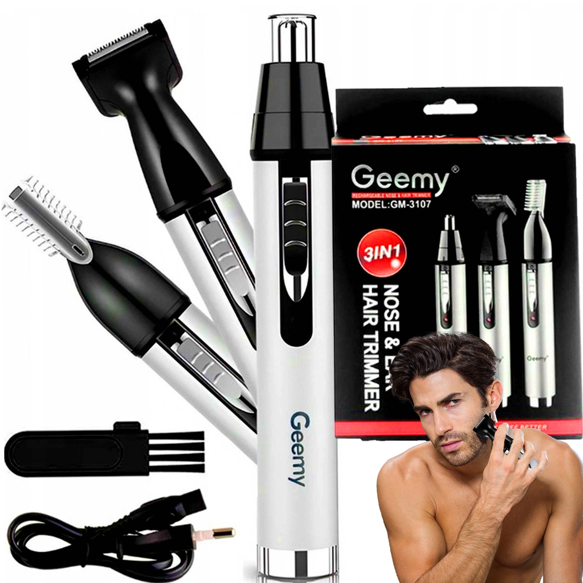 TRYMER MASZYNAKA DO GOLENIA BRODY BRWI NOSA I USZU 3W1 GEEMY NA WALENTYNKI