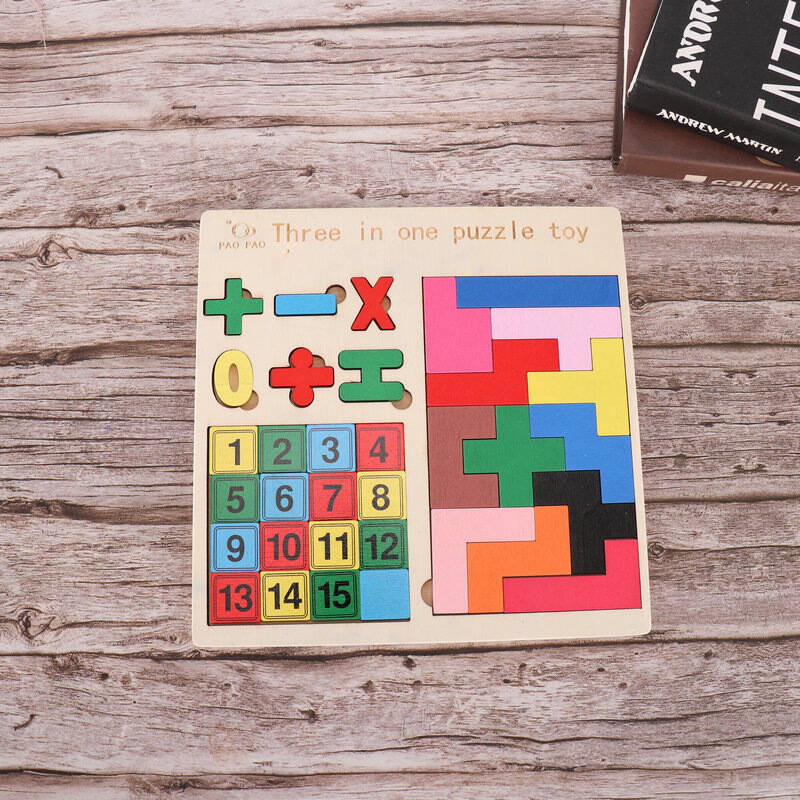 ZABAWKA EDUKACYJNA DREWNIANE PUZZLE TETRIS TABLICZKA MNOŻENIA 3w1 CYFERKI