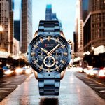 ELEGANCKI ZEGAREK MĘSKI MODNY CURREN DATOWNIK CHRONOGRAF JAPOŃSKI MECHANIZM