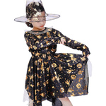 STRÓJ DLA DZIEWCZYNKI NA HALLOWEEN NA BAL PELERYNA KAPELUSZ SUKIENKA 2w1 L