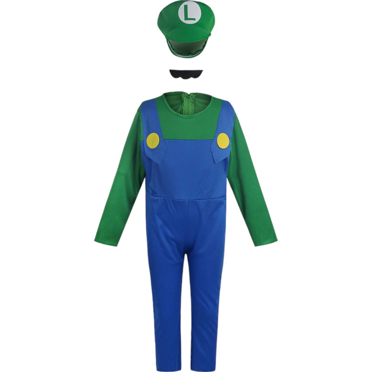 SUPER MARIO STRÓJ LUIGI PRZEBRANIE DLA CHŁOPCA NA BAL KOSTIUM CZAPKA WĄSY