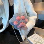 PLUSZOWA TOREBKA KOCIA ŁAPKA ŁAŃCUSZEK TORBA FUTRZANA ŁAPKA MIĘKKI PLUSZAK