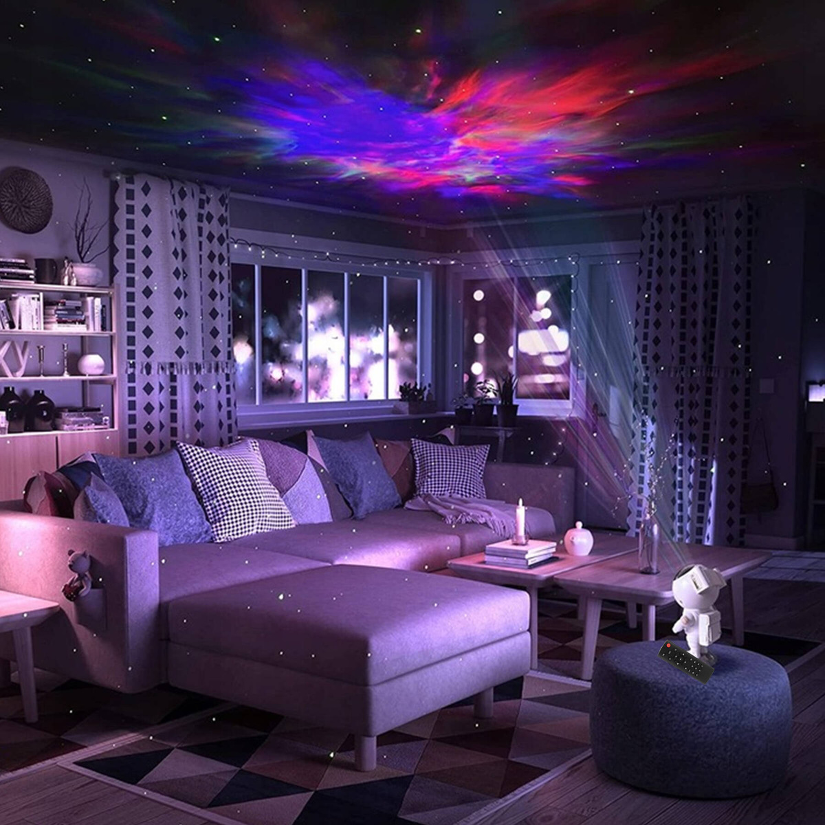 LAMPKA ASTRONAUTA KOSMONAUTA PROJEKTOR GWIAZD GŁOŚNIK BLUETOOTH NA PREZENT