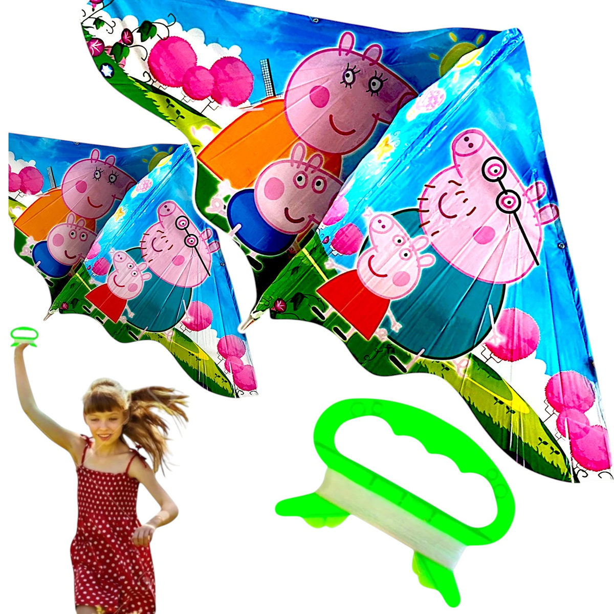 DUŻY LATAWIEC DLA DZIECI ŚWINKA PEPPA XL 117x62cm GEORGE MAMA TATA DO NAUKI