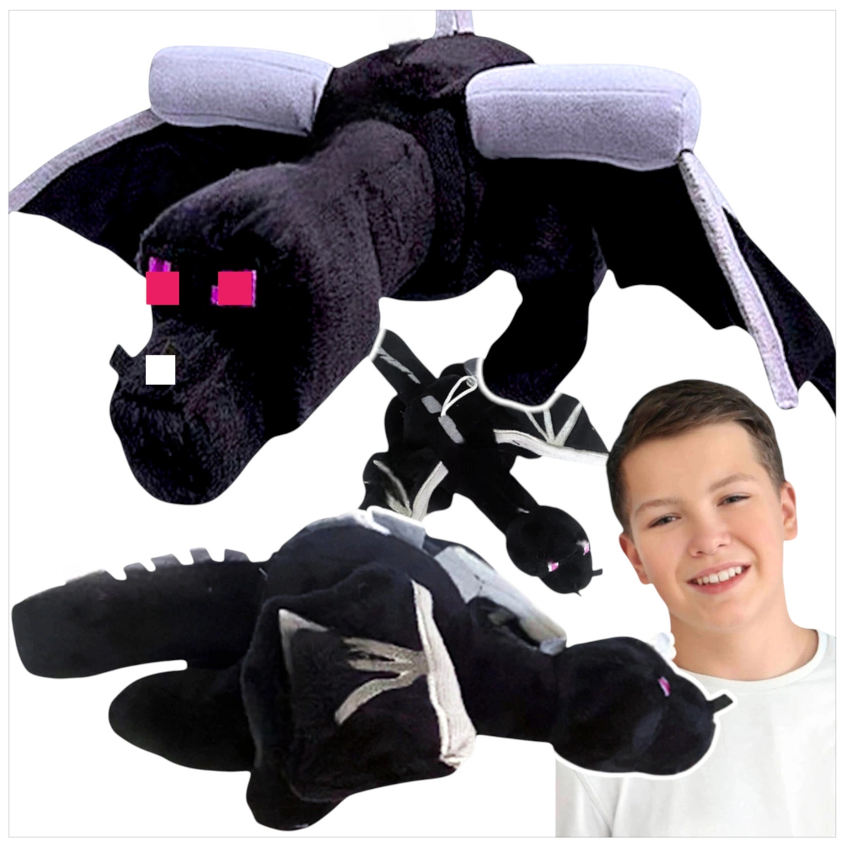 MINECRAFT SMOK ENDERU DUŻA MASKOTKA Z GRY PLUSZOWA FIGURKA PRZYTULANKA