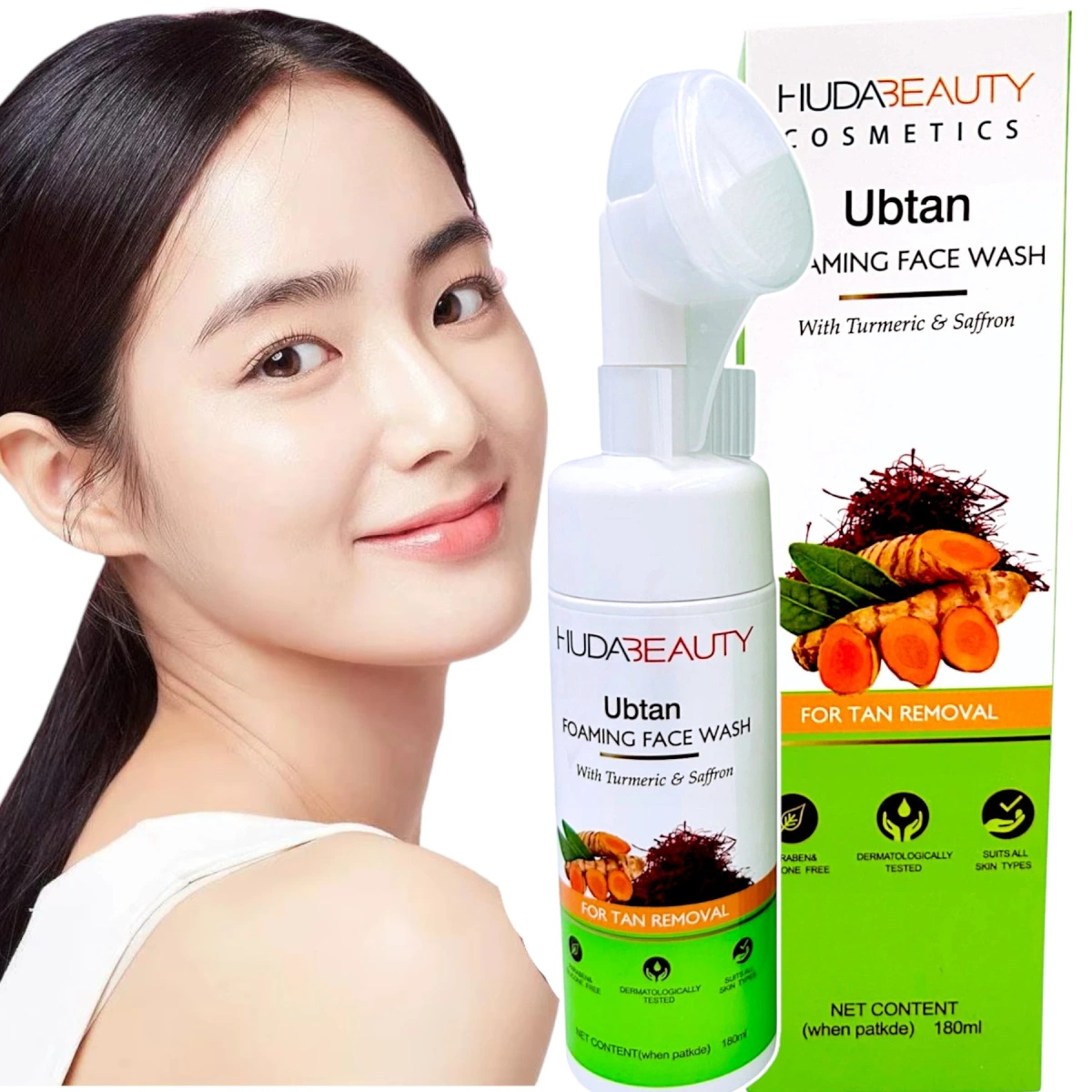 PIANKA OCZYSZCZAJĄCA DO TWARZY Z SZAFRANEM I KURKUMĄ 150ml SZCZOTKA