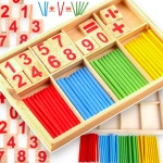 DREWNIANE PATYCZKI CYFERKI LICZYDŁO DO NAUKI LICZENIA POMOC DYDAKTYCZNA 