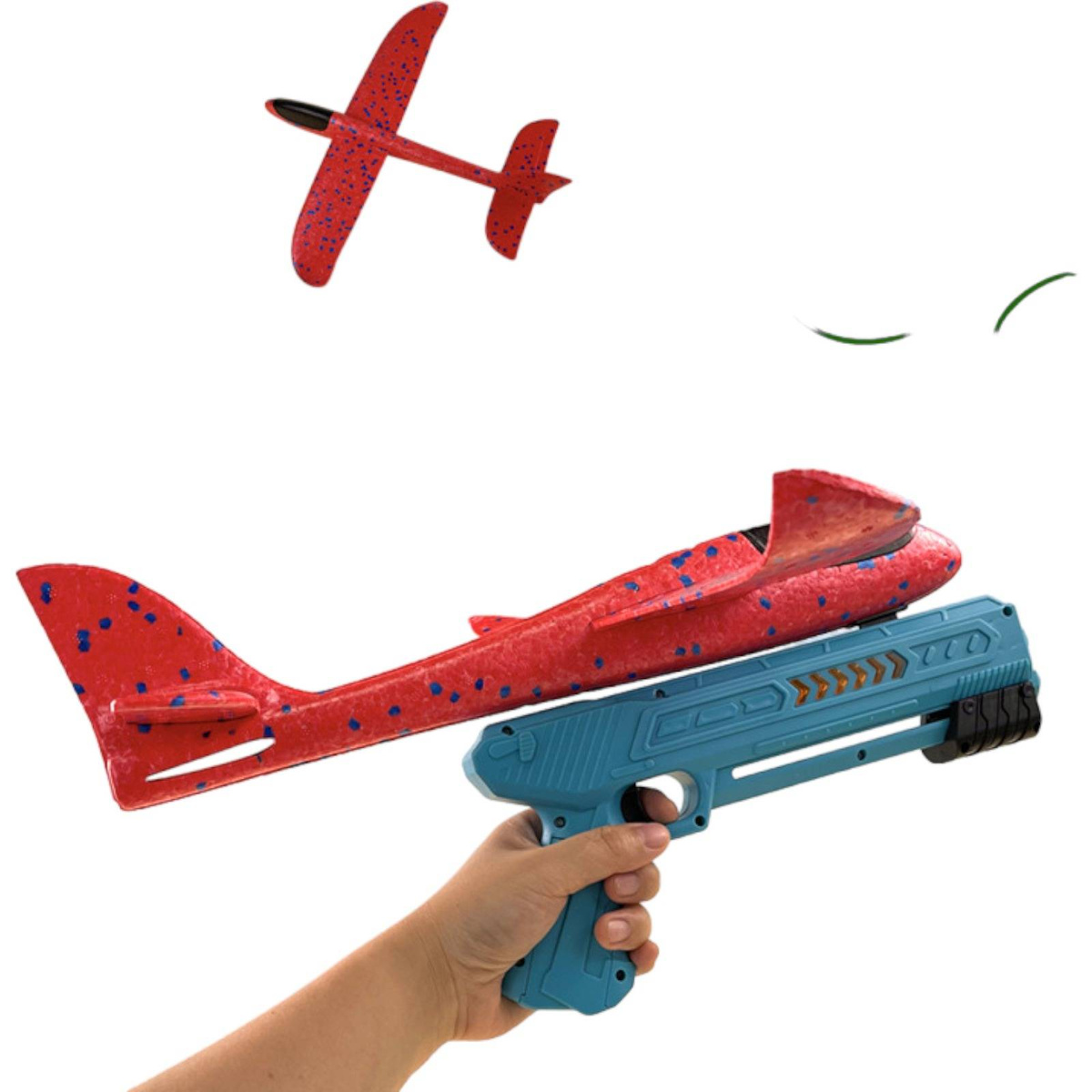 WYRZUTNIA SAMOLOT STYROPIANOWY RZUTKA PISTOLET 2w1 ZABAWKA SZYBOWIEC LATA