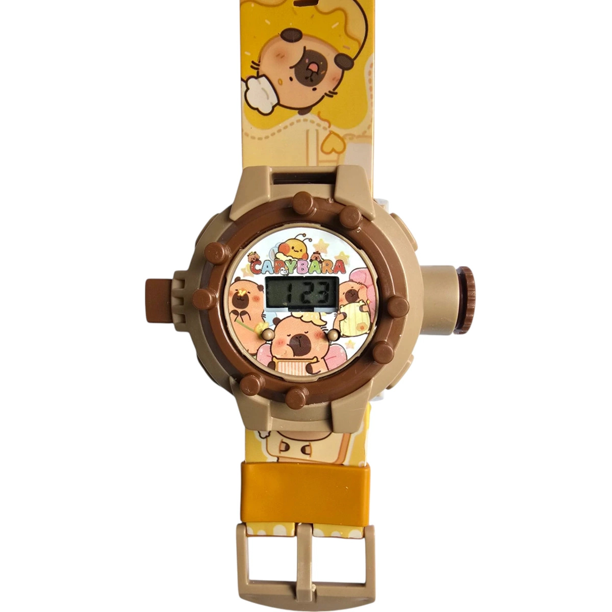 ZEGAREK 3D Z PROJEKTOREM DLA DZIECI KAPIBARA + BRELOCZEK CAPYBARA WYŚWIETLA