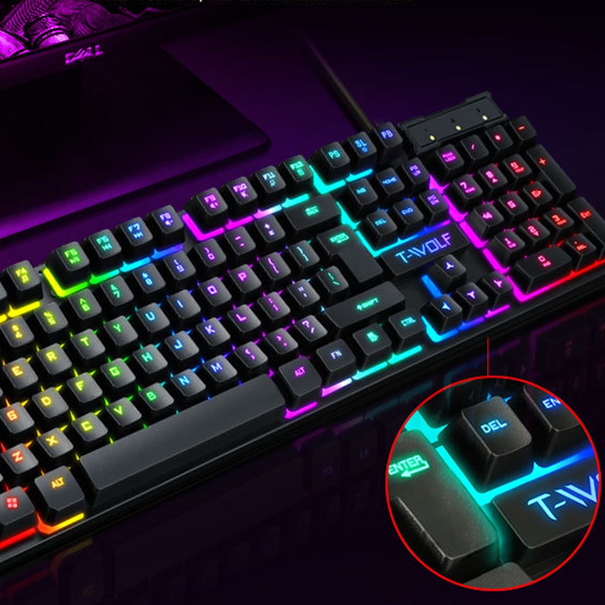 ZESTAW GAMINGOWY  PODŚWIETLANA KLAWIATURA  MYSZ RGB USB SZYBKOŚĆ I KONTROLA