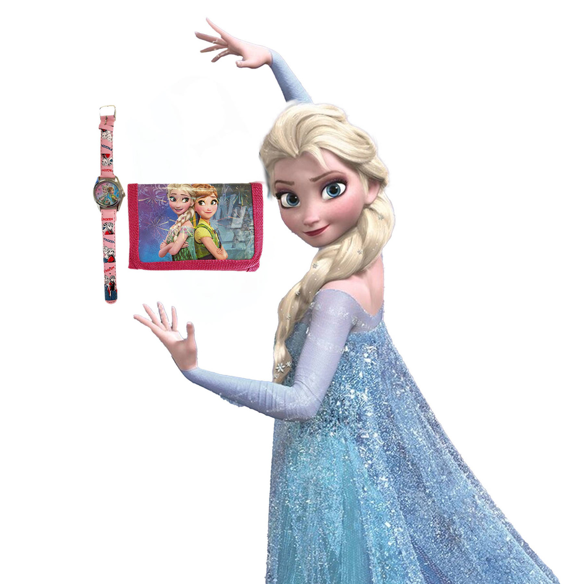 SUPER ZESTWA DLA DZIEWCZYNKI ZEGAREK + PORTFELIK FROZEN KRAINA LODU 2W1 