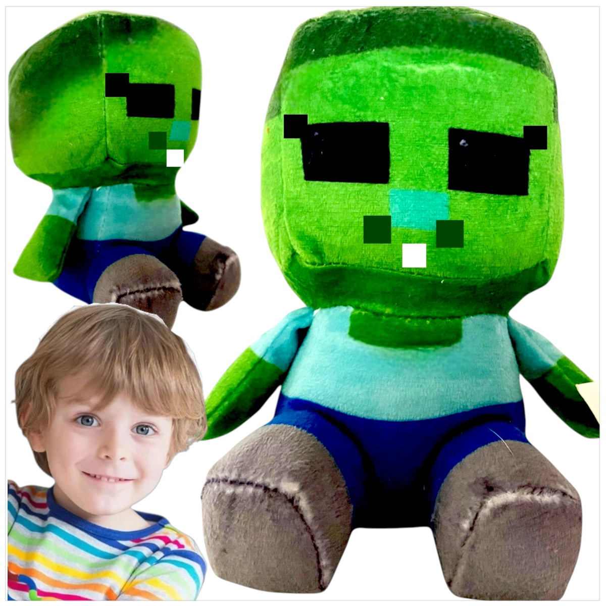 MASKOTKA MINECRAFT BABY ZOMBIE FIGURKA PLUSZAK Z GRY LUDZIK PRZYTULANKA