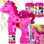 PISTOLET DO BANIEK DLA DZIEWCZYNKI JEDNOROŻEC + 2x PŁYN BAŃKI MYDLANE PEGAZ