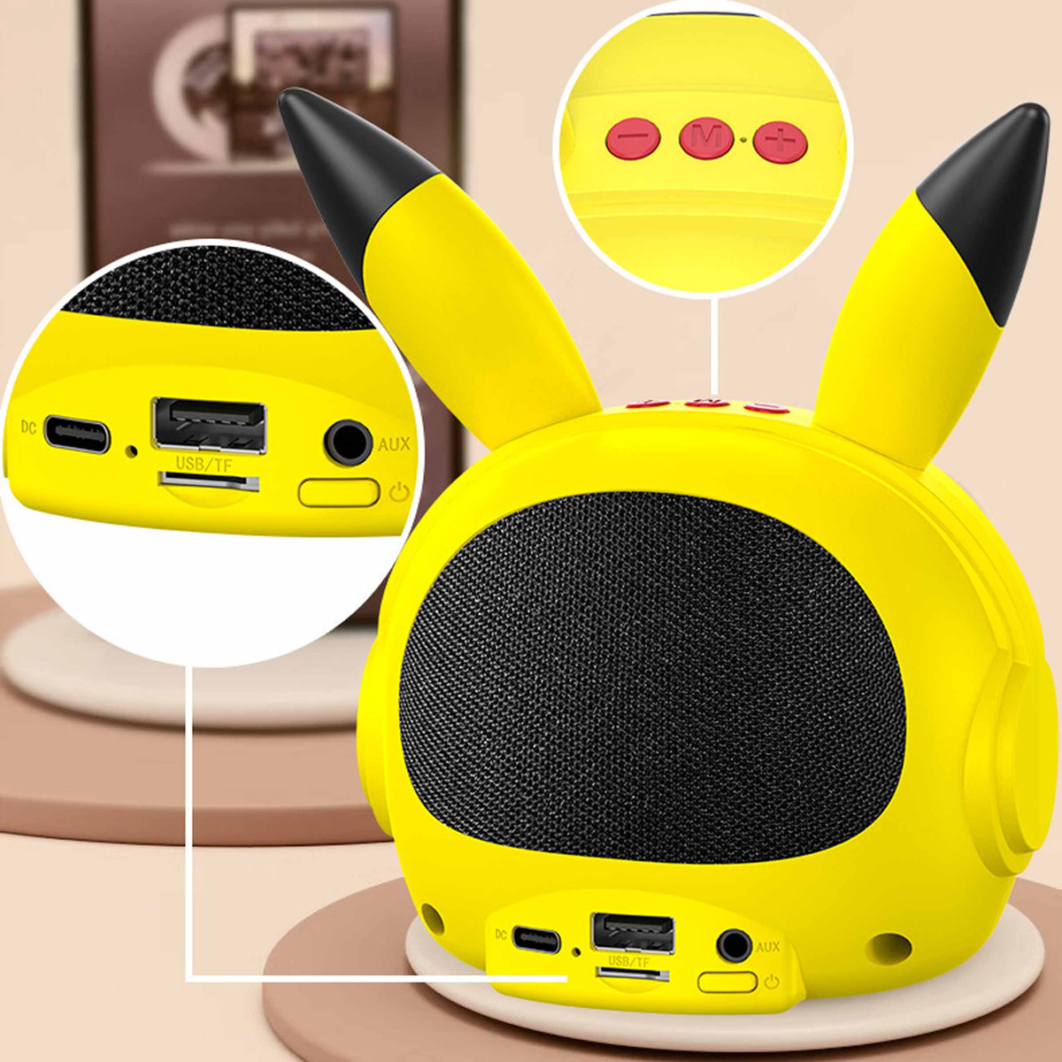 PIKACHU GŁOŚNIK Bluetooth LAMPKA ŚWIECĄCE USZY RADIO 5h PRACY NA 1ŁADOWANIU