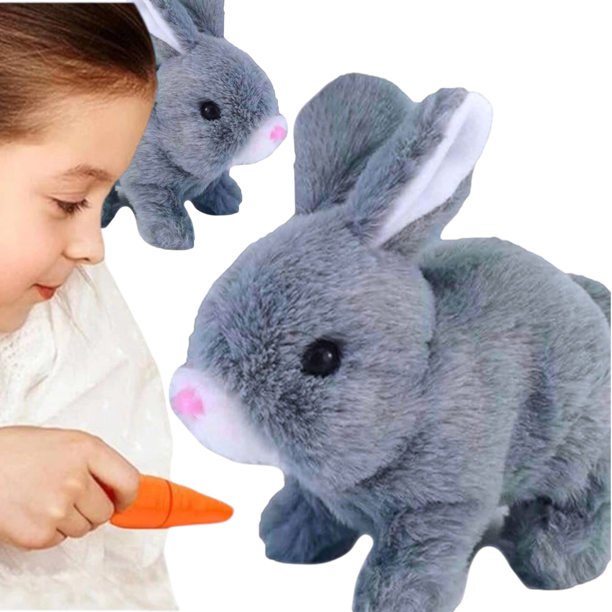 INTERAKTYWNY KRÓLIK KRÓLICZEK Z MARCHEWKĄ CHODZI RUSZA USZAMI NOSKIEM KICA