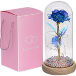 WIECZNA RÓŻA W SZKLE PREZENT NA WALENTYNKI ŚWIECĄCA LED PUDEŁKO PREZENT