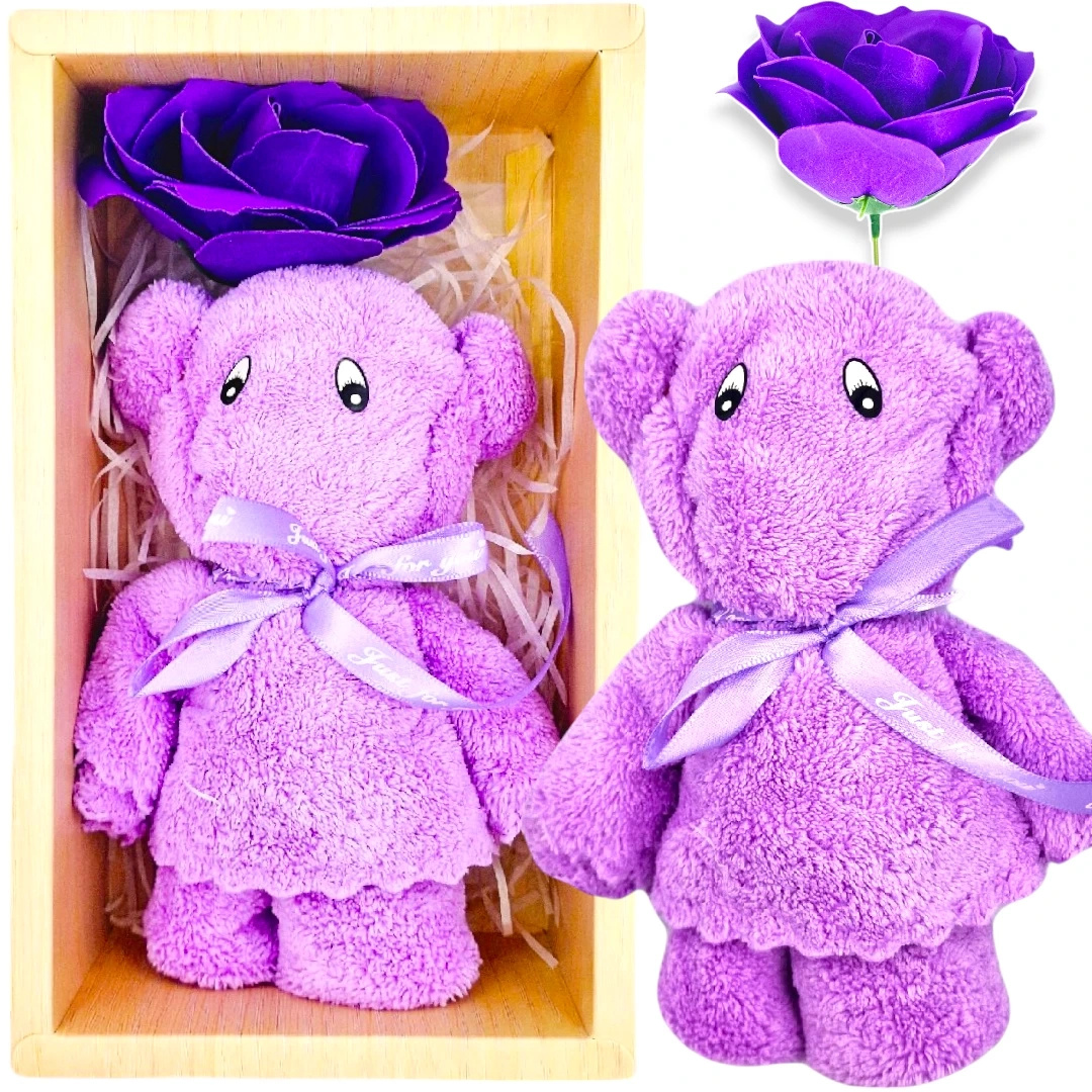 ZESTAW PREZENTOWY MIŚ PLUSZOWY RĘCZNIK WIECZNA RÓŻA PREZENT NA DZIEŃ MATKI