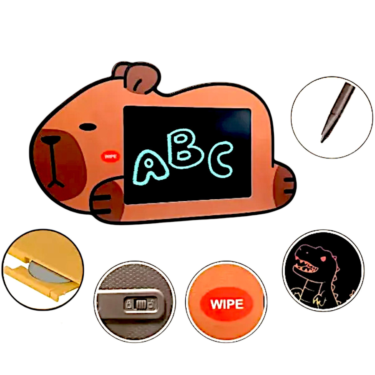 KAPIBARA TABLET DO RYSOWANIA DLA DZIECI TABLICA EDUKACYJNA KOLOROWY EKRAN 