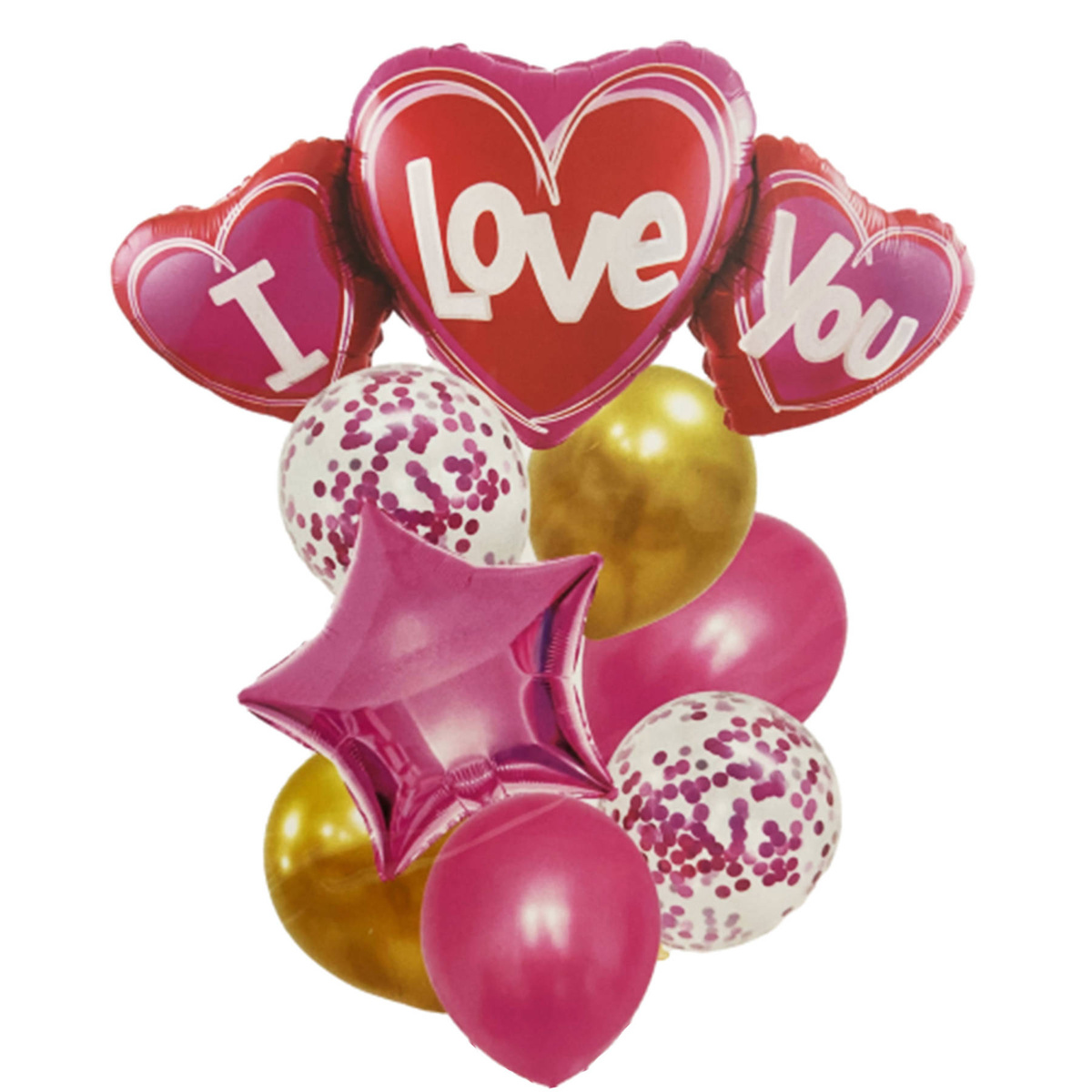 ZESTAW BALONÓW BALONY SERCE I LOVE YOU URODZINY 8 SZTUK POMPOWANE HELEM