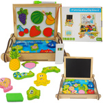 DREWNIANA TABLICA DWUSTRONNA PISANIE ŁOWIENIE RYBEK WĘDKI RYBKI OWOCE 