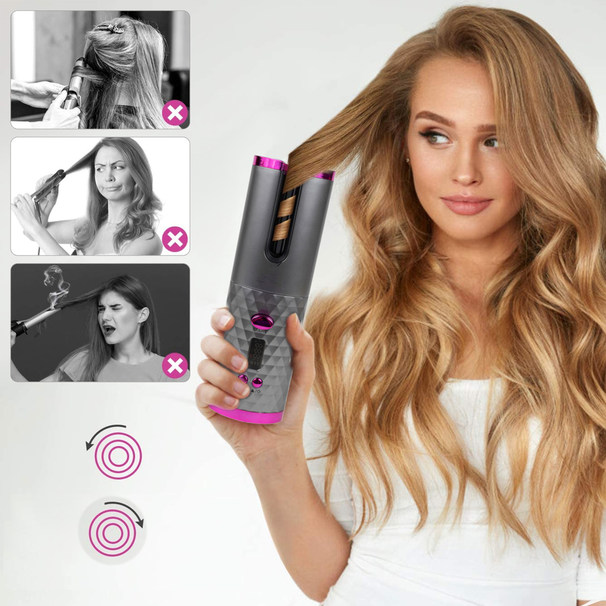 LOKÓWKA DO WŁOSÓW AUTOMATYCZNA CERAMICZNA LCD  USB AKUMULATOR NA PREZENT