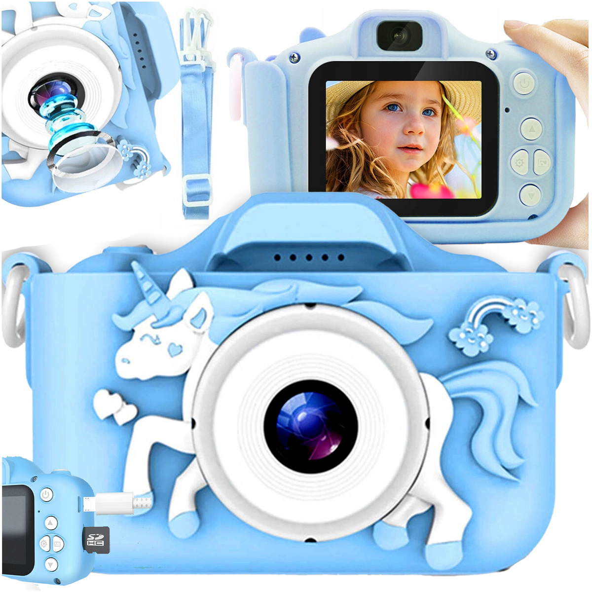 APARAT CYFROWY DLA DZIECI DZIECKA JEDNOROŻEC GRY USB WYŚWIETLACZ LED FILMY