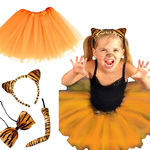 STRÓJ TYGRYSEK DLA DZIEWCZYNKI 4w1 SPÓDNICZKA OPASKA OGONEK KOSTIUM NA BAL 