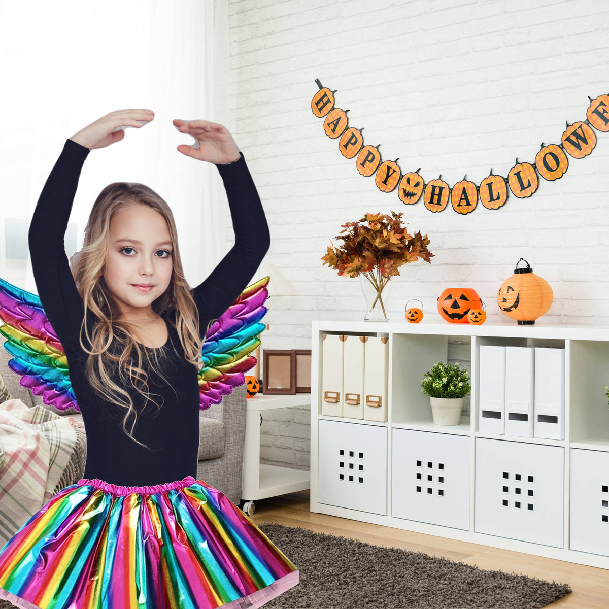 STRÓJ DLA DZIEWCZYNKI JEDNOROŻEC PEGAZ TĘCZOWY SPÓDNICZKA OPASKA PRZEBRANIE