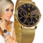 KLASYCZNY ELEGANCKI ZŁOTY ZEGAREK DAMSKI BRANSOLETA PREZENT NA CO DZIEŃ