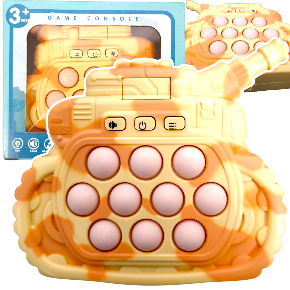 GRA ZRĘCZNOŚCIOWA POP IT ANTYSTRESOWA ELEKTRYCZNA KONSOLA CZOŁG GIERKA PUSH