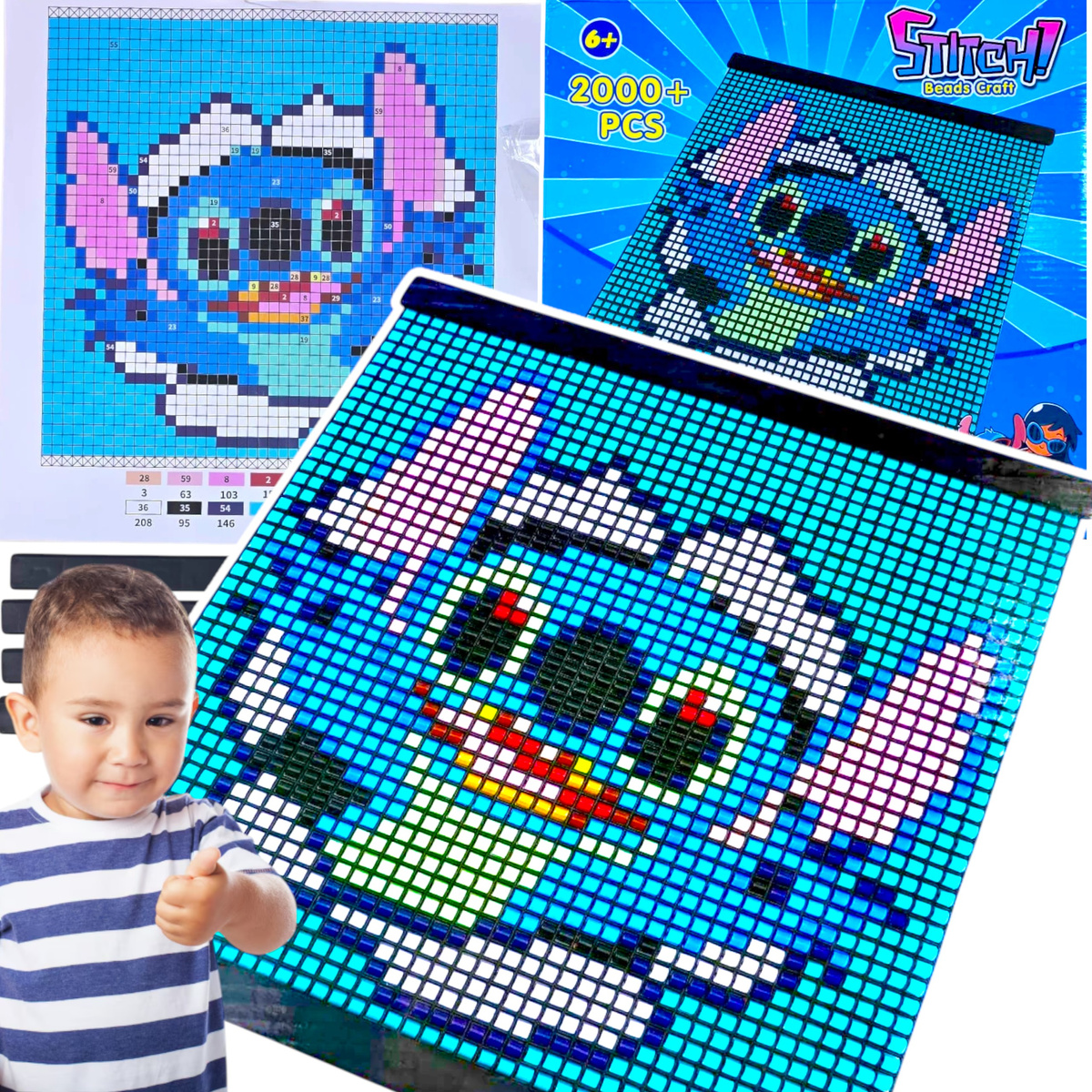 MOZAIKA DIAMENTOWA LILO I STICH KORALIKI HAFT DIAMENTOWY OBRAZEK STITCH