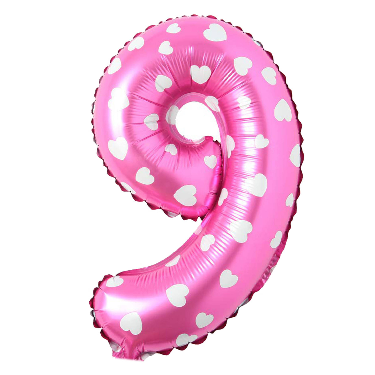 BALON FOLIOWY CYFRA DZIEWIĘĆ 9 NA DZIEWIĄTE URODZINY 40cm RÓŻOWY SERDUSZKA