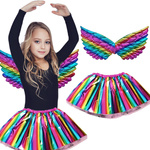 STRÓJ DLA DZIEWCZYNKI JEDNOROŻEC PEGAZ TĘCZOWY SPÓDNICZKA OPASKA PRZEBRANIE