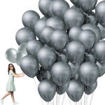 ZESTAW BALONÓW METALICZNYCH SREBRO ŚLUB WESELE IMPREZA 100szt BALONY 30cm